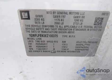 2014 Chevrolet Equinox 1Lt из США, поврежденный, VIN 1GNFLFEK0EZ100379